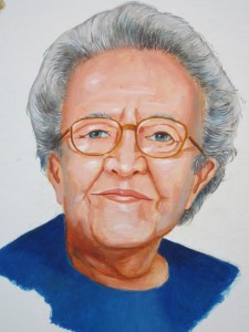 CORRIE TEN BOOM, boekillustratie, 10cm X 15cm, olieverf op karton