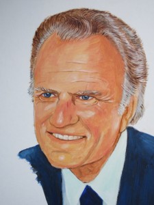 DR.BILLY GRAHAM, boekillustratie, 10cm X 15cm, olieverf op karton, 1985